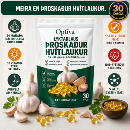 Optiva® Þroskað Hvítlauksþykkni – 7500 mg – Lyktarlaus hylki